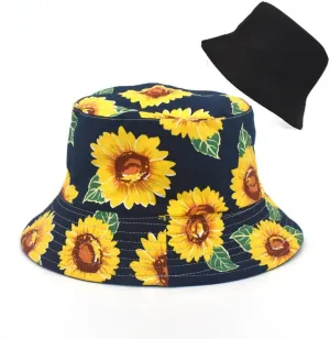 Bucket Hat Cotton Double-Side-Wear Reversible Sun Hat for Women Men, Summer Vacation Travel Beach Packable Fisherman Hat