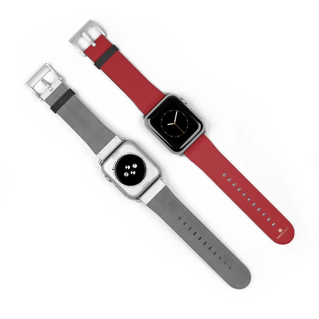 Burgundy Red Apple Watch Band, Solid Color 38mm/42mm Watch Band - Made in USA