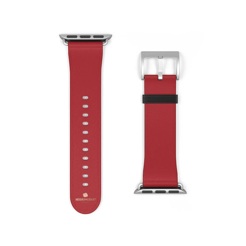 Burgundy Red Apple Watch Band, Solid Color 38mm/42mm Watch Band - Made in USA