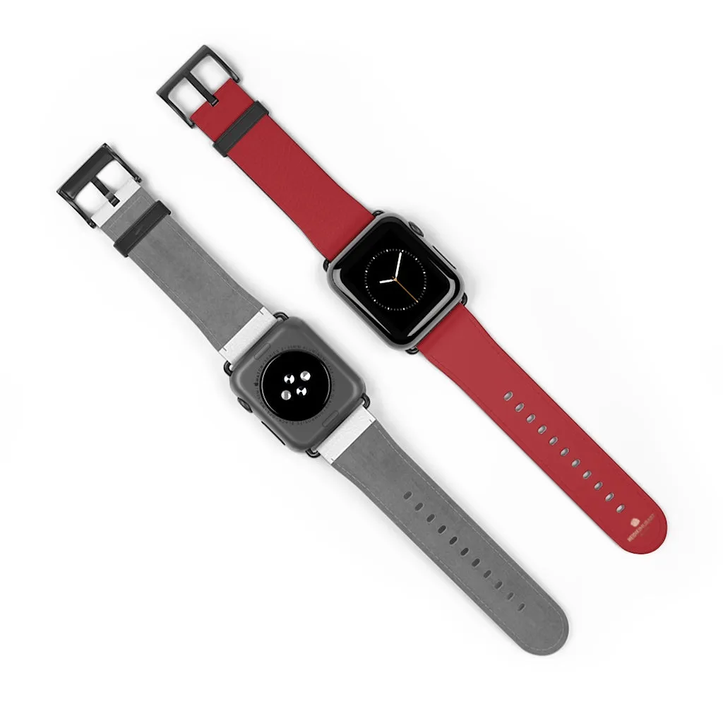 Burgundy Red Apple Watch Band, Solid Color 38mm/42mm Watch Band - Made in USA