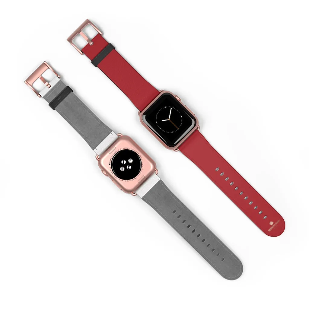 Burgundy Red Apple Watch Band, Solid Color 38mm/42mm Watch Band - Made in USA