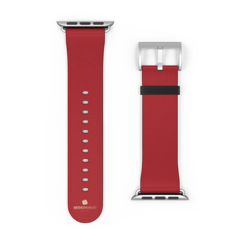 Burgundy Red Apple Watch Band, Solid Color 38mm/42mm Watch Band - Made in USA