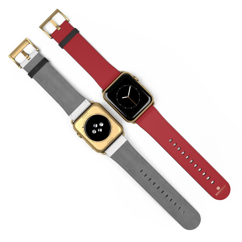 Burgundy Red Apple Watch Band, Solid Color 38mm/42mm Watch Band - Made in USA
