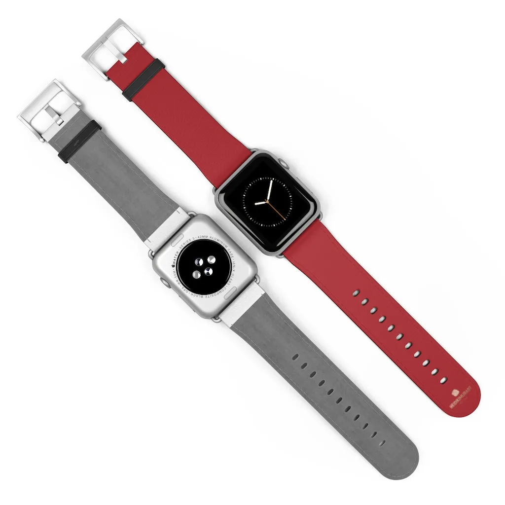 Burgundy Red Apple Watch Band, Solid Color 38mm/42mm Watch Band - Made in USA