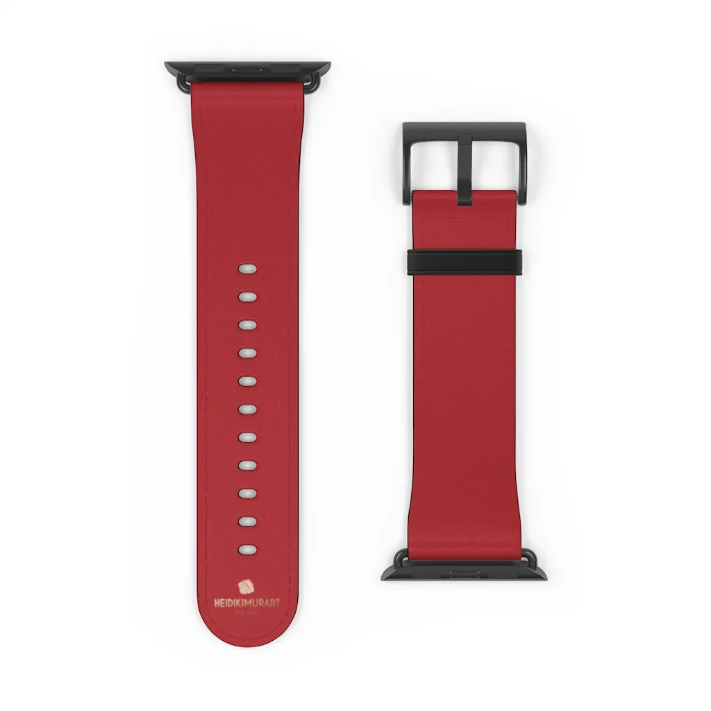 Burgundy Red Apple Watch Band, Solid Color 38mm/42mm Watch Band - Made in USA