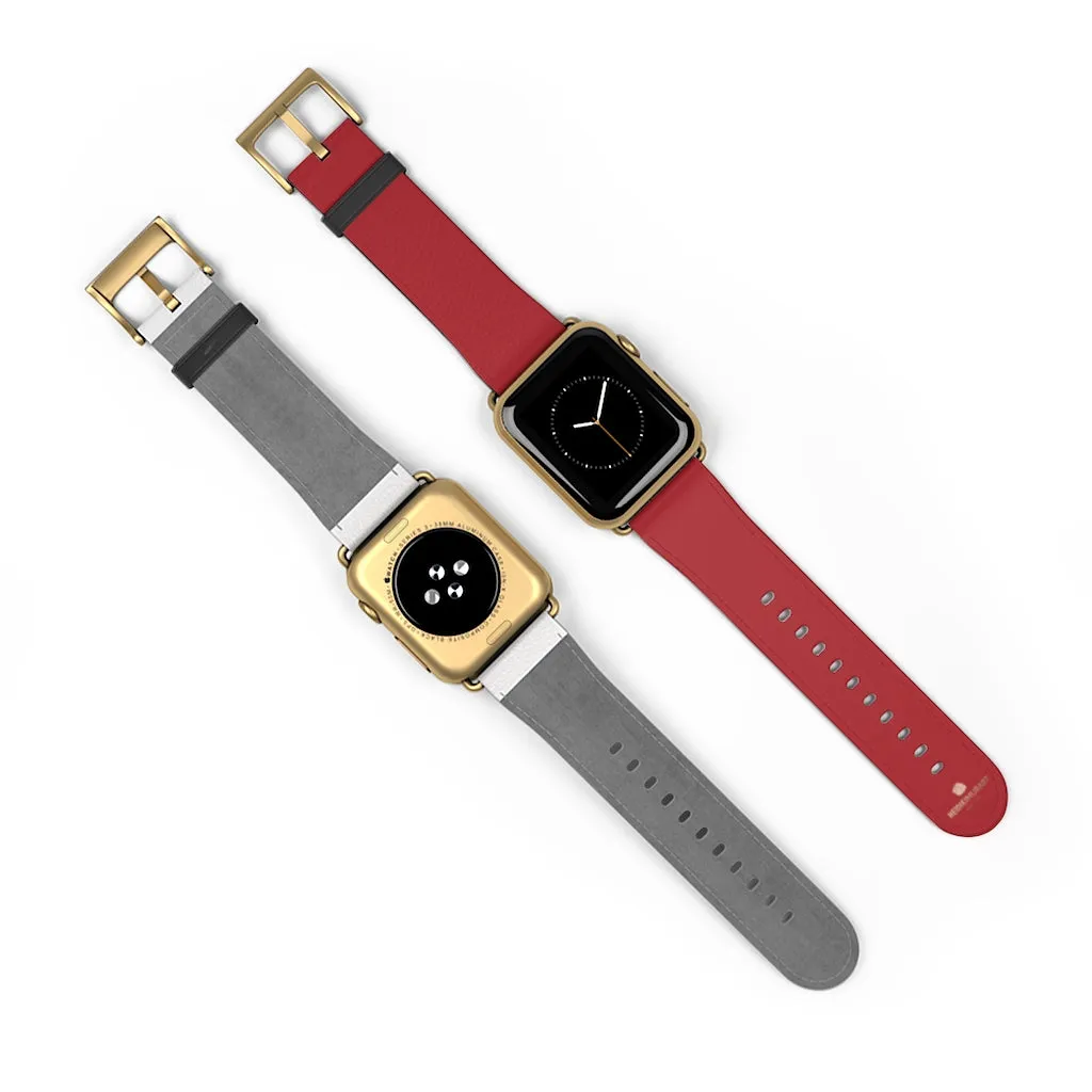 Burgundy Red Apple Watch Band, Solid Color 38mm/42mm Watch Band - Made in USA