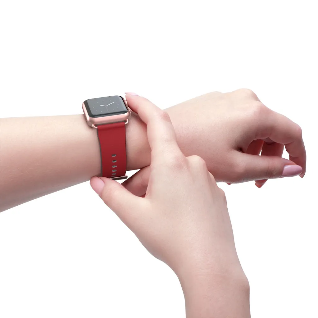 Burgundy Red Apple Watch Band, Solid Color 38mm/42mm Watch Band - Made in USA