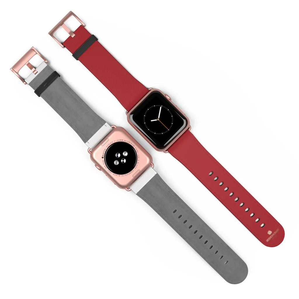 Burgundy Red Apple Watch Band, Solid Color 38mm/42mm Watch Band - Made in USA