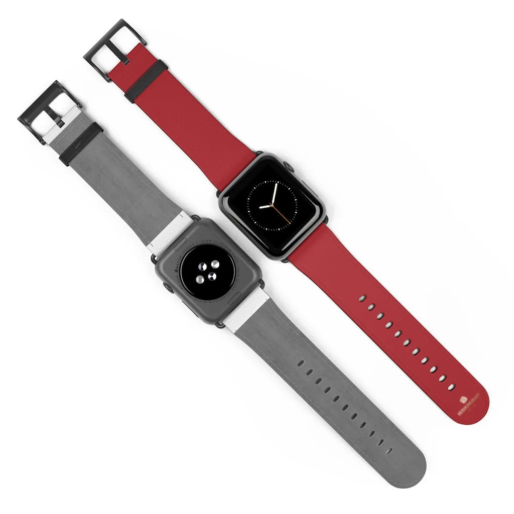 Burgundy Red Apple Watch Band, Solid Color 38mm/42mm Watch Band - Made in USA