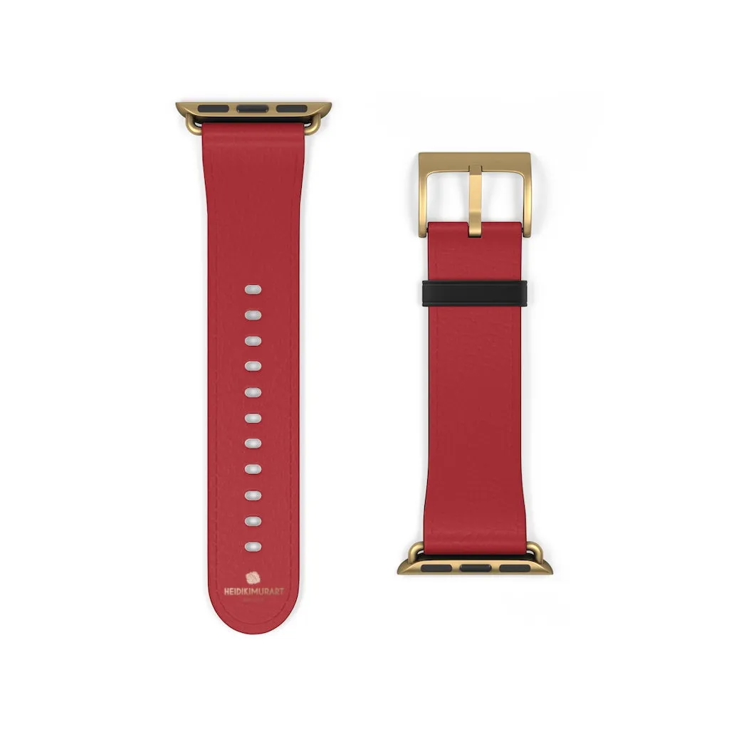 Burgundy Red Apple Watch Band, Solid Color 38mm/42mm Watch Band - Made in USA