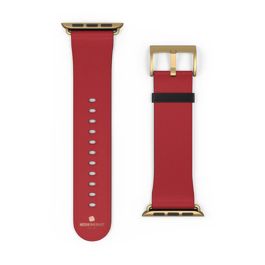 Burgundy Red Apple Watch Band, Solid Color 38mm/42mm Watch Band - Made in USA