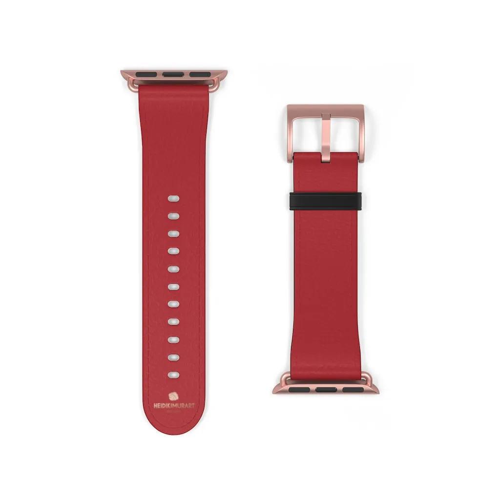 Burgundy Red Apple Watch Band, Solid Color 38mm/42mm Watch Band - Made in USA