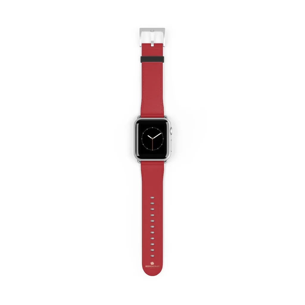 Burgundy Red Apple Watch Band, Solid Color 38mm/42mm Watch Band - Made in USA
