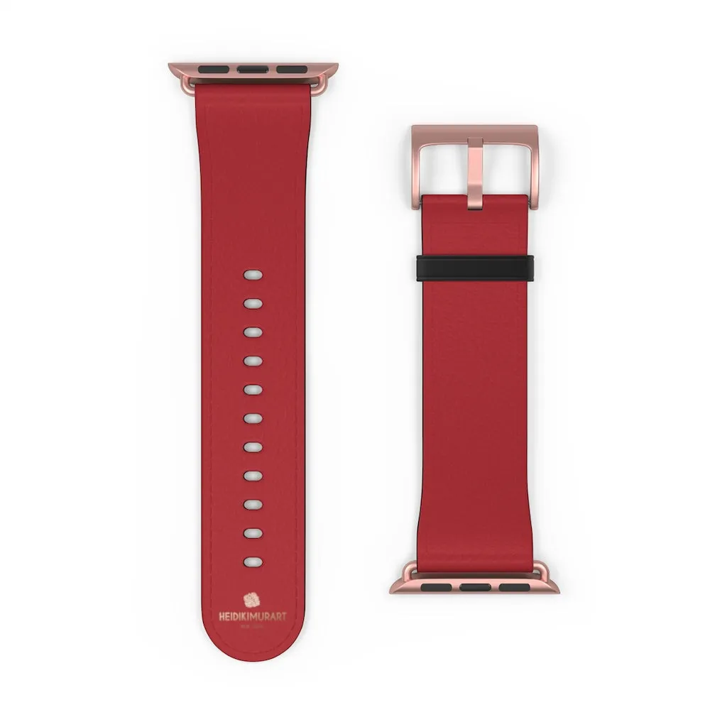 Burgundy Red Apple Watch Band, Solid Color 38mm/42mm Watch Band - Made in USA