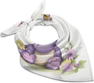 Butterfly And Hippo 25" Square Head Scarf Lightweight Silk Scarf for Women Soft Satin Head Scarves Large Neckerchief Fashion Bandanas Silk Headband Neck Satin Scarfs for Bag Hair Scarves Gift