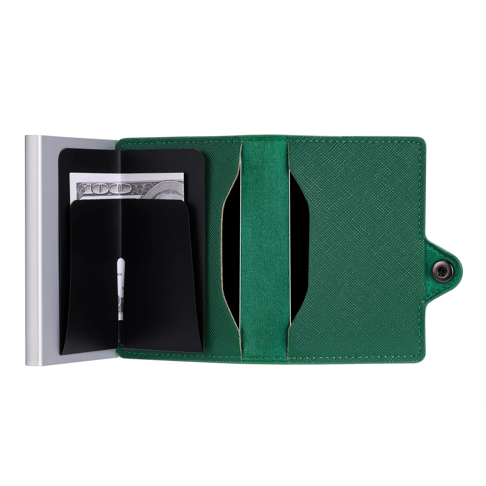 Card Blocr Credit Card Wallet for Women in Green Saffiano PU Leather | RFID Blocking