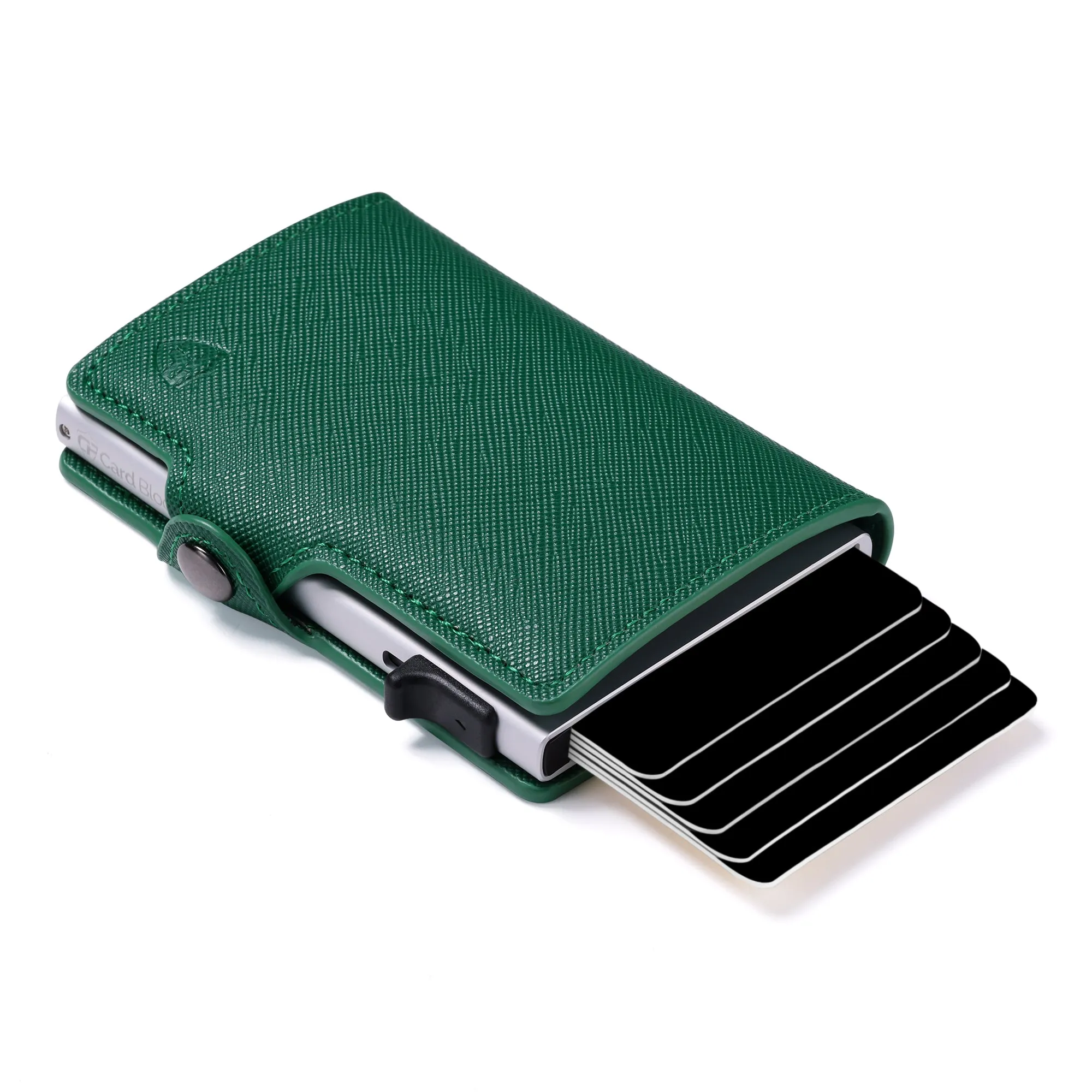 Card Blocr Credit Card Wallet for Women in Green Saffiano PU Leather | RFID Blocking