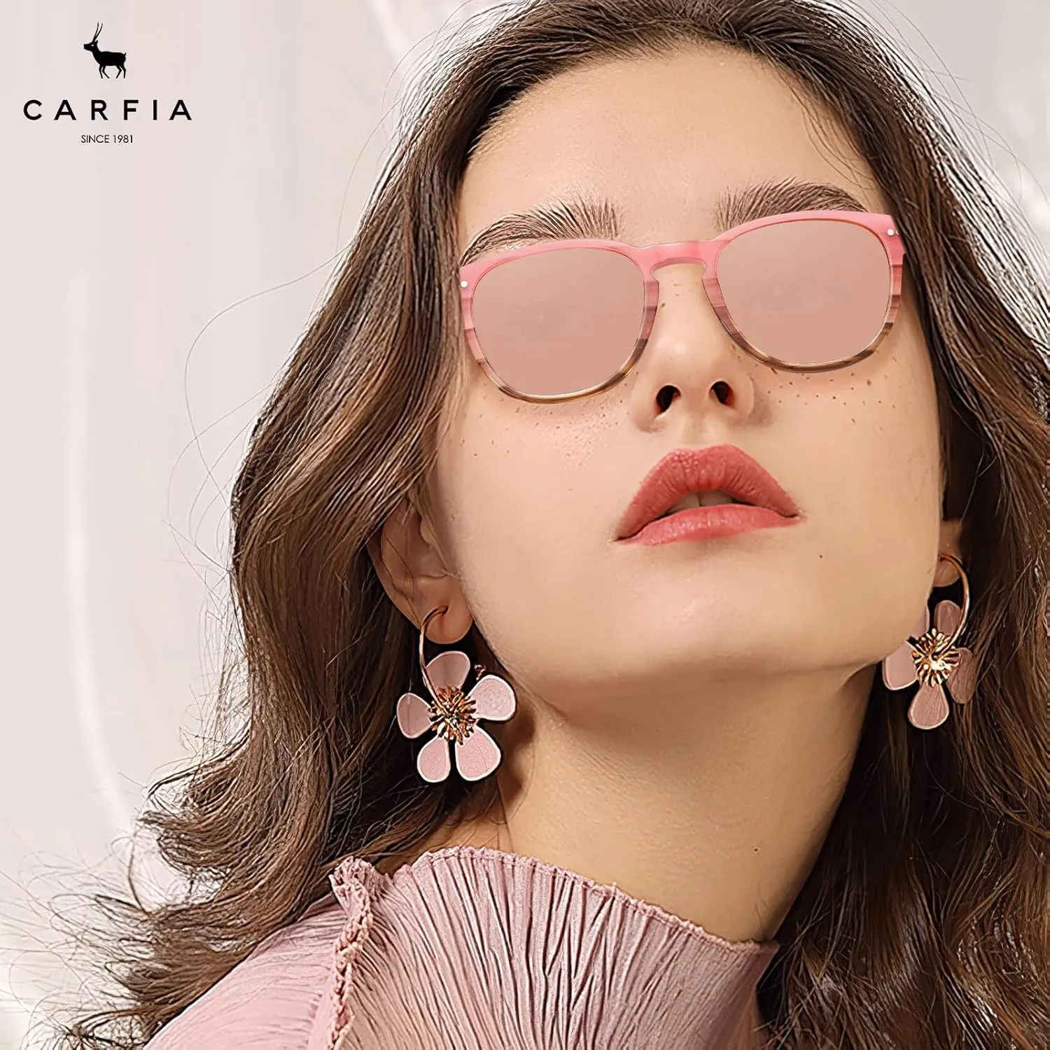 CARFIA Retro Polarized Sunglasses for Women Small and Medium Face UV Protection, Handcrafted Acetate Frame Sunnies CA5285