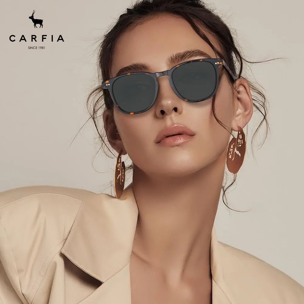 CARFIA Retro Polarized Sunglasses for Women Small and Medium Face UV Protection, Handcrafted Acetate Frame Sunnies CA5285