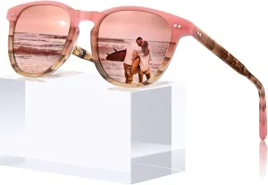 CARFIA Retro Polarized Sunglasses for Women Small and Medium Face UV Protection, Handcrafted Acetate Frame Sunnies CA5285