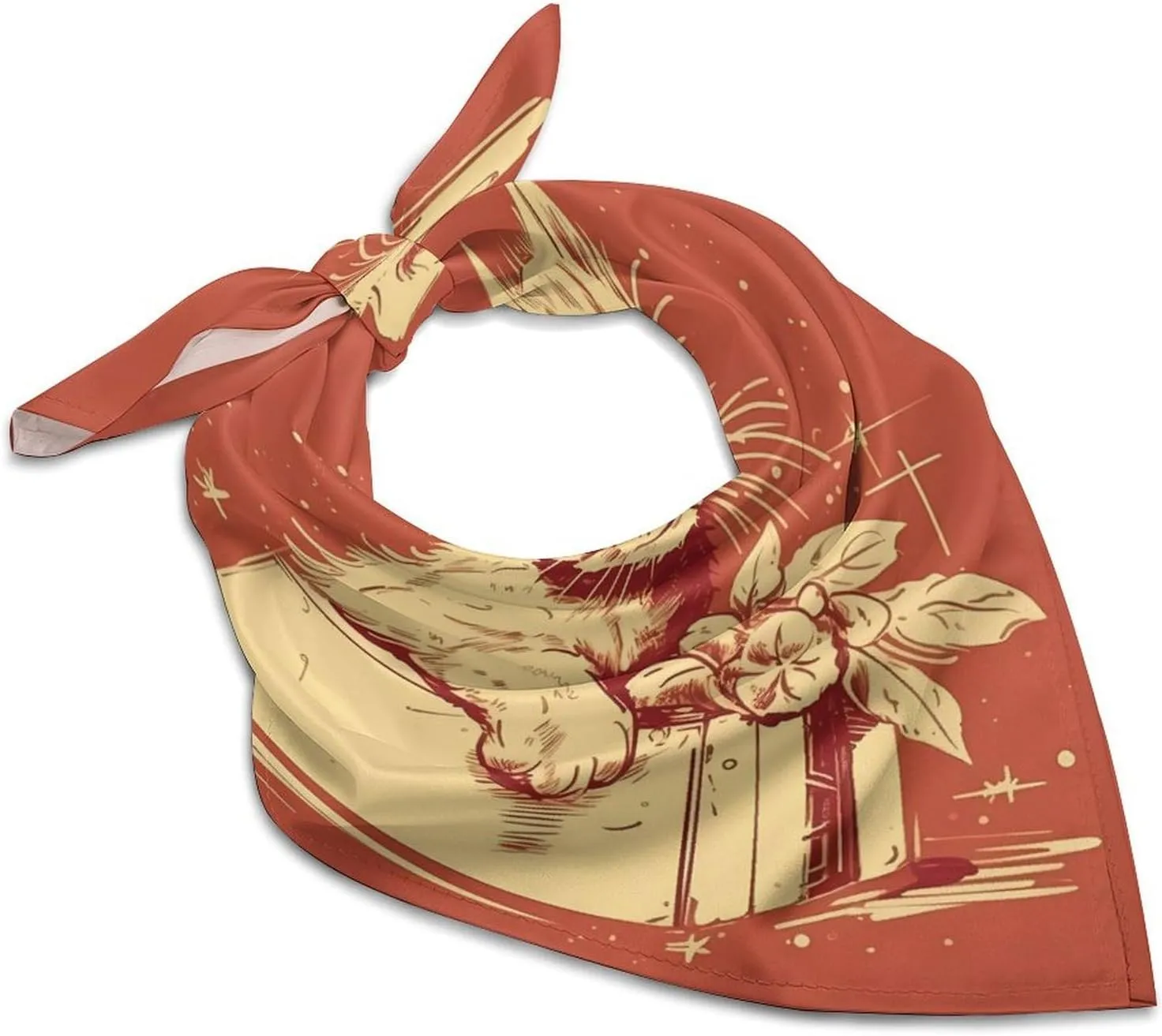 Cat Lying on The Box 25" Square Head Scarf Lightweight Silk Scarf for Women Soft Satin Head Scarves Large Neckerchief Fashion Bandanas Silk Headband Neck Satin Scarfs for Bag Hair Scarves Gift