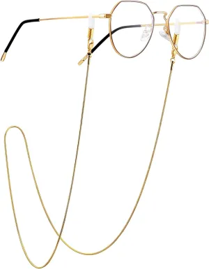 ChainsProMax Womens Reading Eyeglass Chain, Glasses Keeper, Stainless Steel/Gold Plated/Black-Send Gift Box