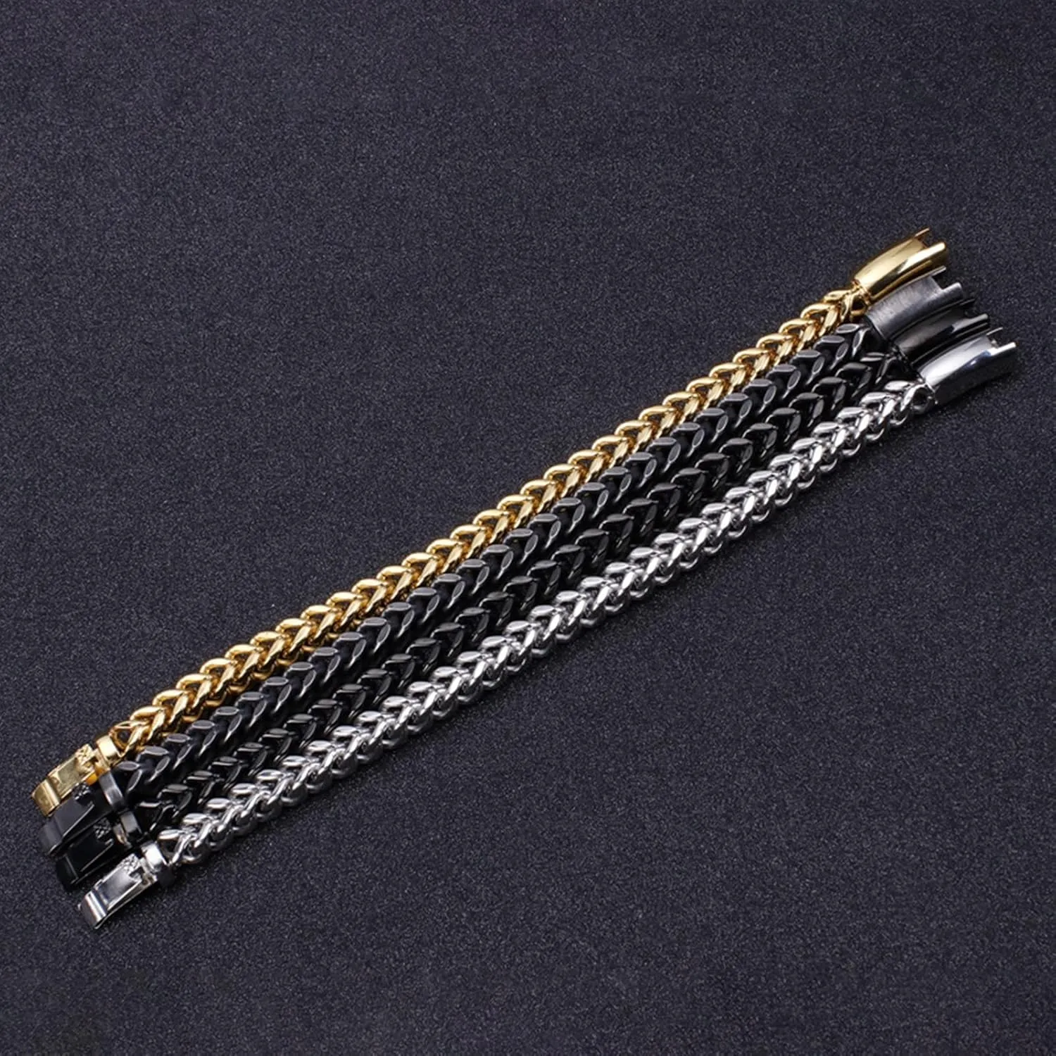 Charm Bracelets, Mens Bangle Bracelet Stainless Steel Personality Square Design for Men