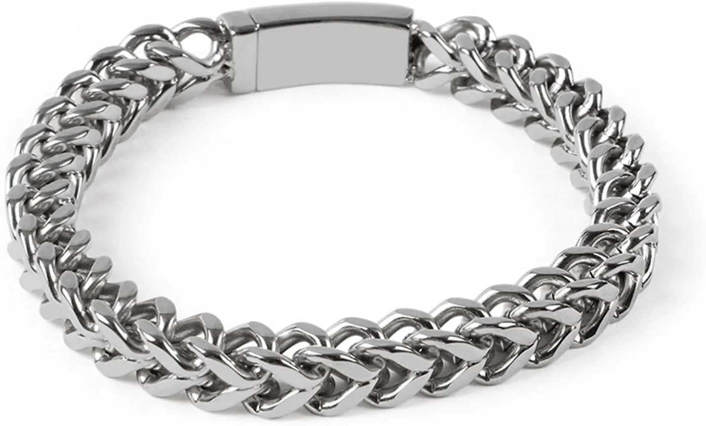 Charm Bracelets, Mens Bangle Bracelet Stainless Steel Personality Square Design for Men
