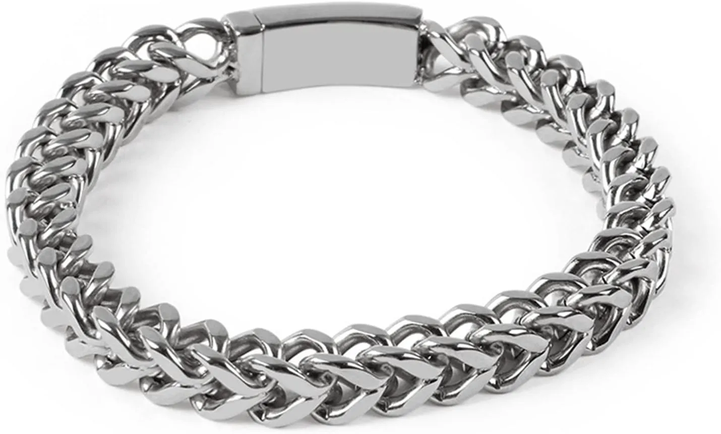 Charm Bracelets, Mens Bangle Bracelet Stainless Steel Personality Square Design for Men