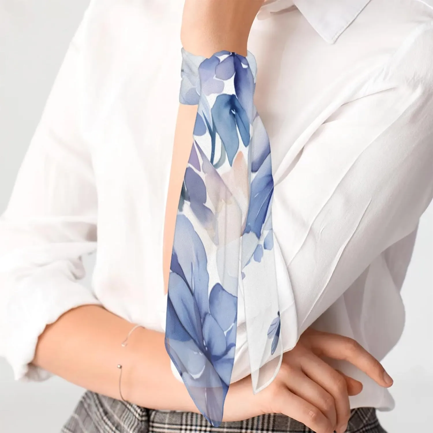 Cherry Blossoms Printed Silk Scarf for Women 23.6x23.6" Satin Head Scarf