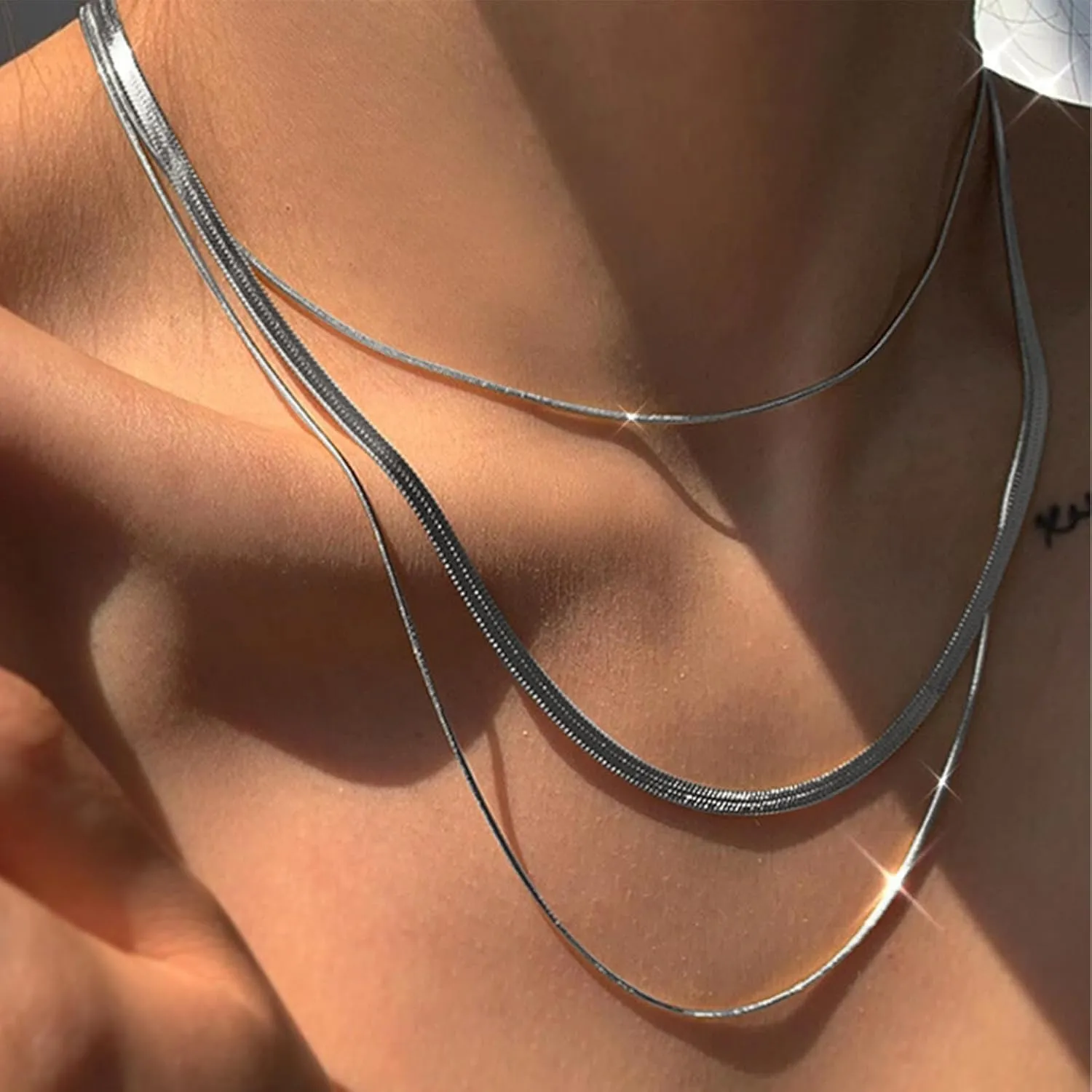 Choistily Gold Layered Necklaces for Women Gold Necklace Stack Dainty Necklace for Women Layering Herringbone Paperclip Necklace for Women Charm Necklace Gold Jewelry Gifts for Women