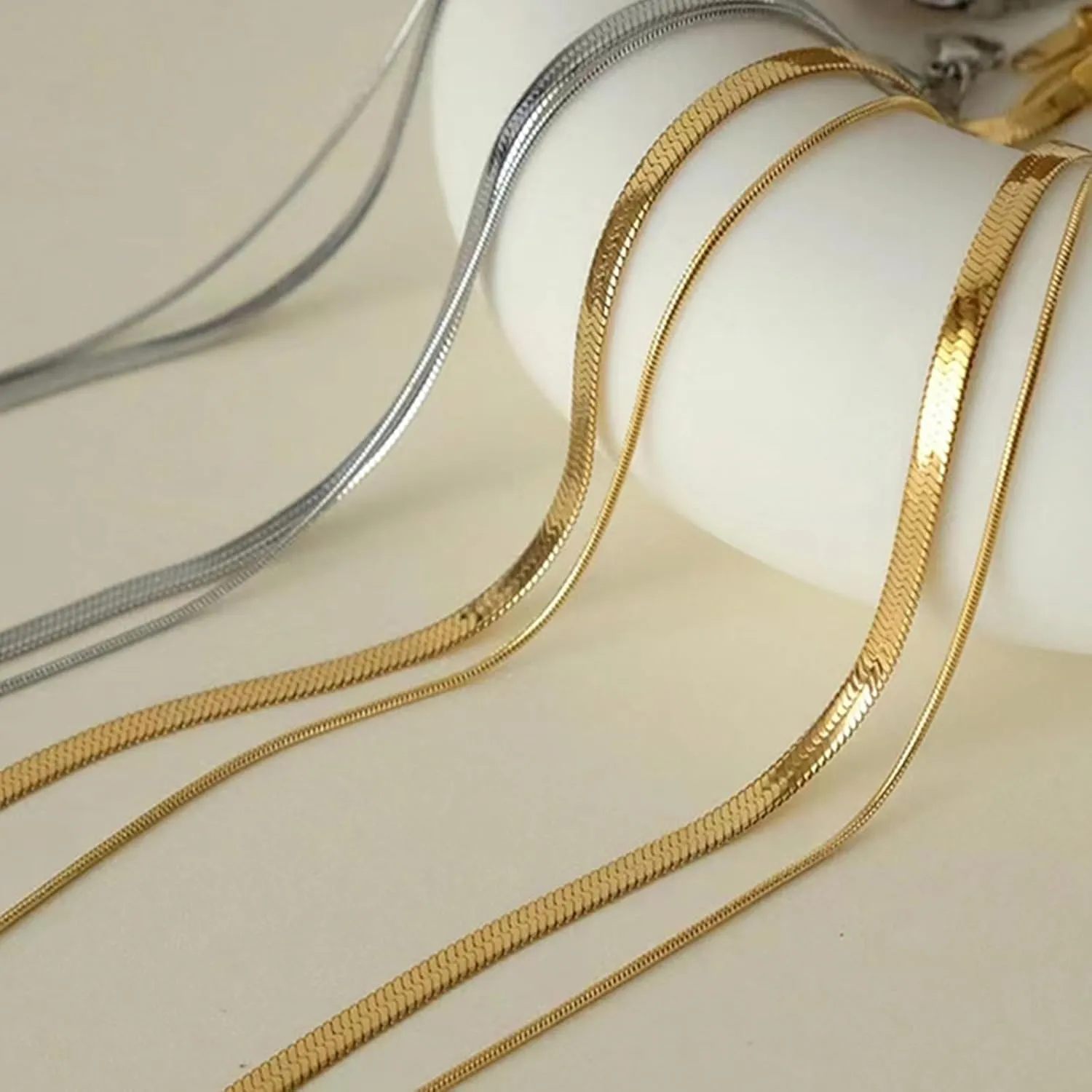 Choistily Gold Layered Necklaces for Women Gold Necklace Stack Dainty Necklace for Women Layering Herringbone Paperclip Necklace for Women Charm Necklace Gold Jewelry Gifts for Women