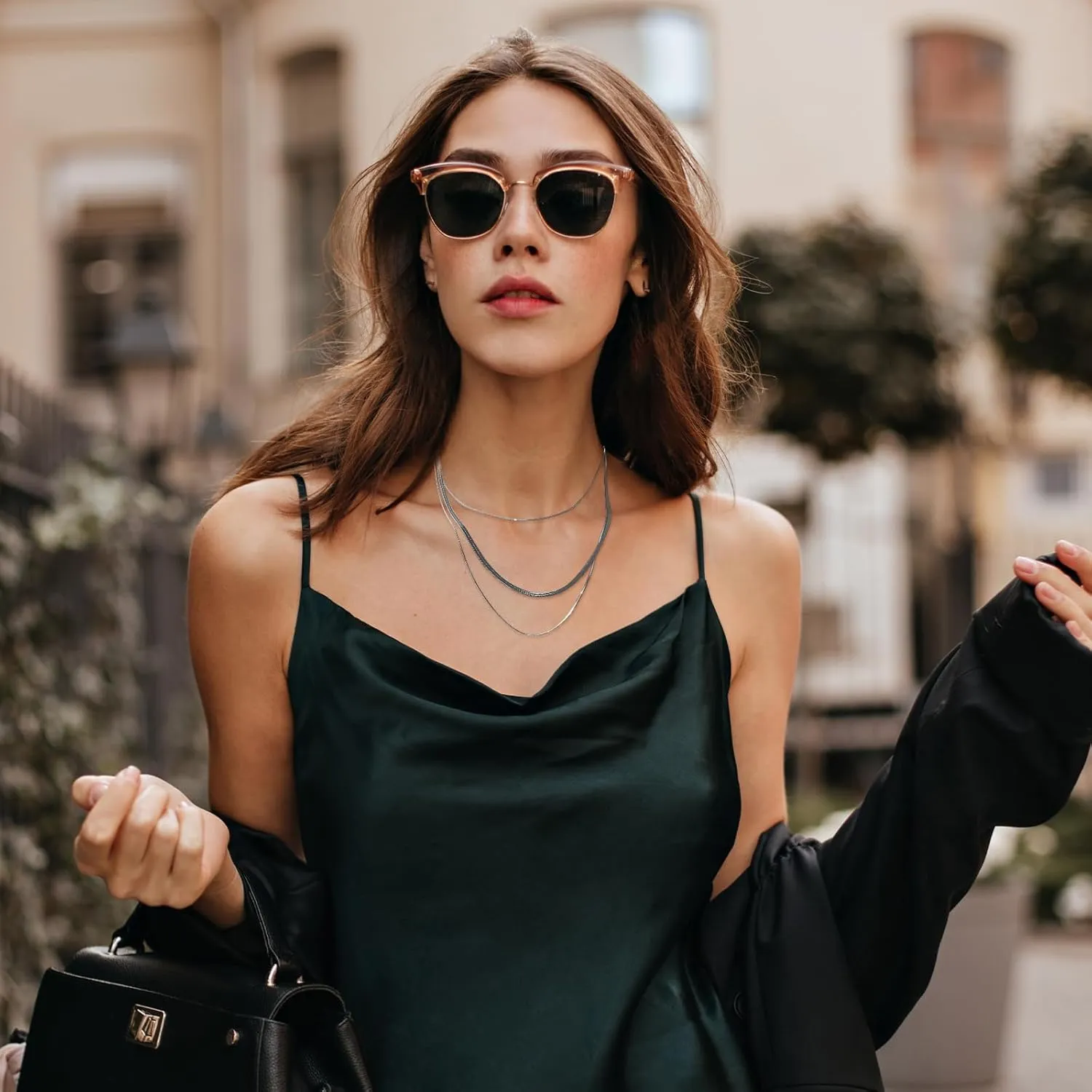 Choistily Gold Layered Necklaces for Women Gold Necklace Stack Dainty Necklace for Women Layering Herringbone Paperclip Necklace for Women Charm Necklace Gold Jewelry Gifts for Women