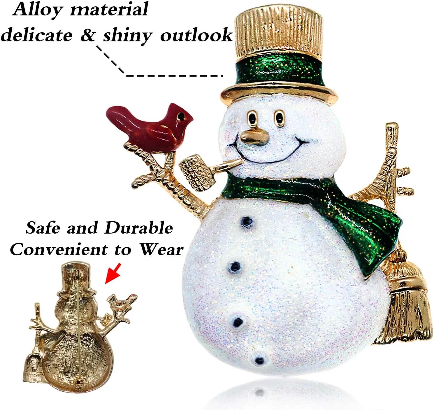 Christmas Snowman Brooch Pin Enamel Lapel Pin Cartoon Brooch Pin Badges Brooch Pins for Clothing Bags Crystal Christmas Jewelry for Women
