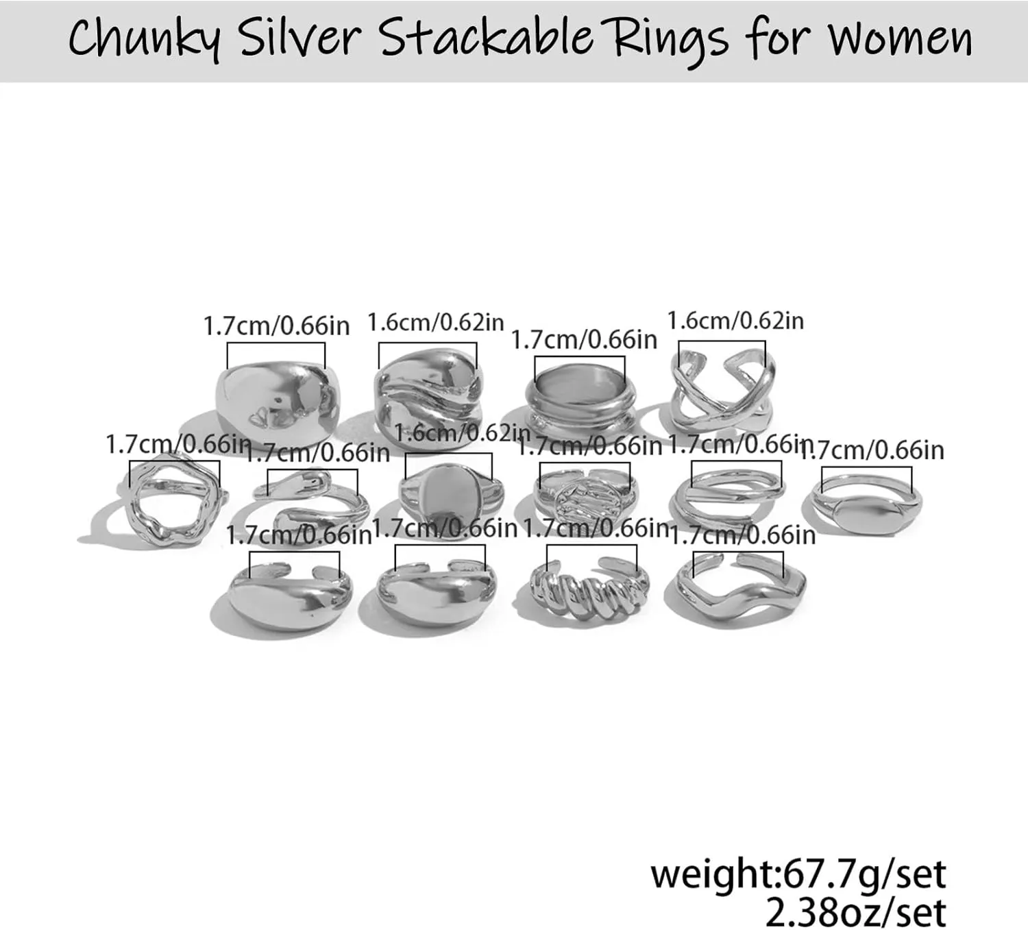 Chunky Gold Stackable Rings Set for Women,Dainty Adjustable Open Stacking Knuckle Ring Trendy Thick Dome Hollow Carved Joint Finger Midi Signet Rings Pack Statement Jewelry