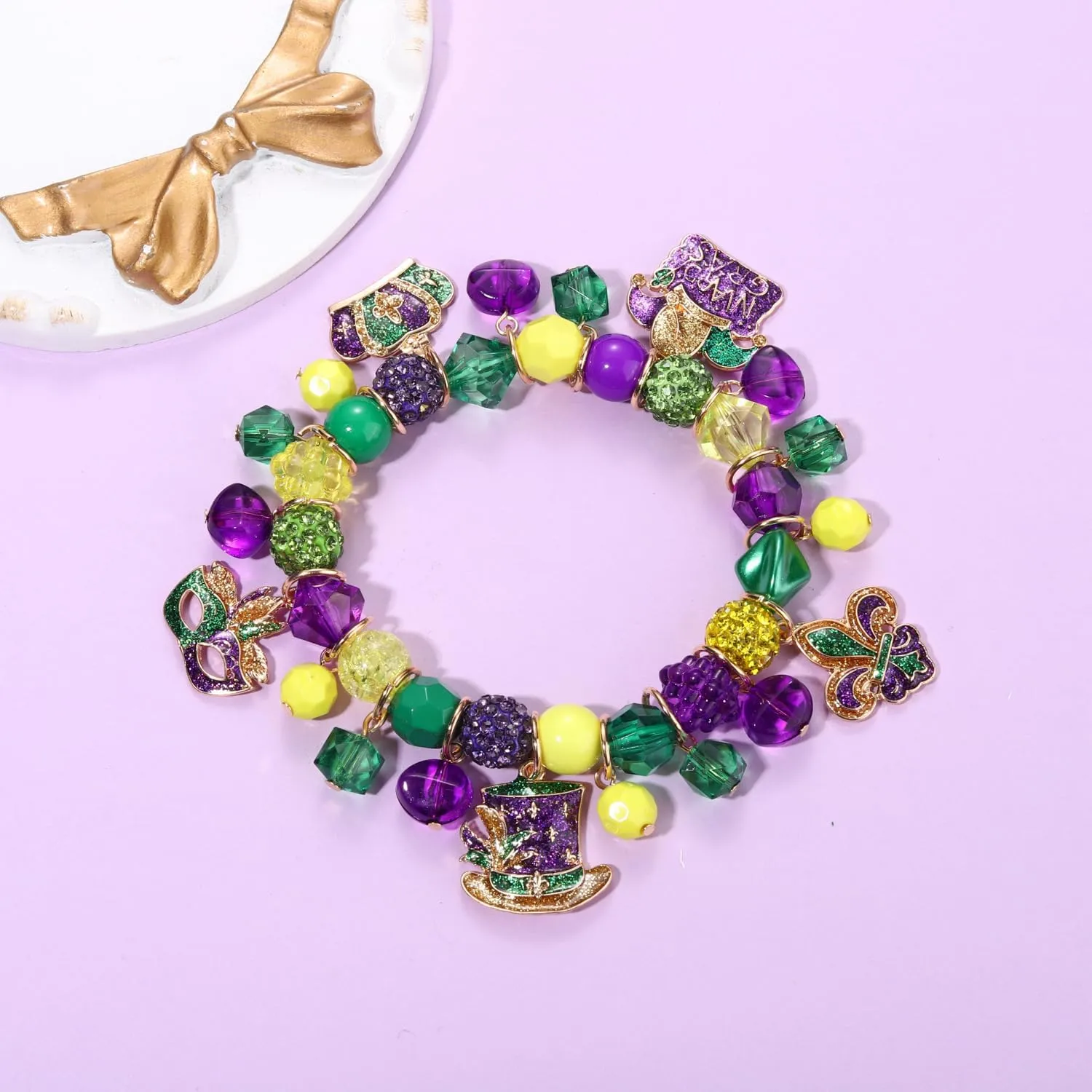 Cinco De Mayo Charm Bracelets for Women, Mexican Fiesta Beaded Stretch Bracelets Colorful Sombrero Avocado Pinata Chili Charm Bracelets Mexican Accessories Party Favors