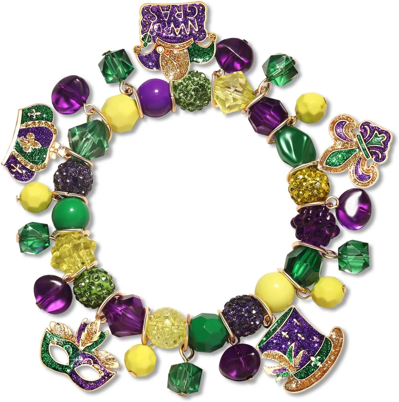 Cinco De Mayo Charm Bracelets for Women, Mexican Fiesta Beaded Stretch Bracelets Colorful Sombrero Avocado Pinata Chili Charm Bracelets Mexican Accessories Party Favors