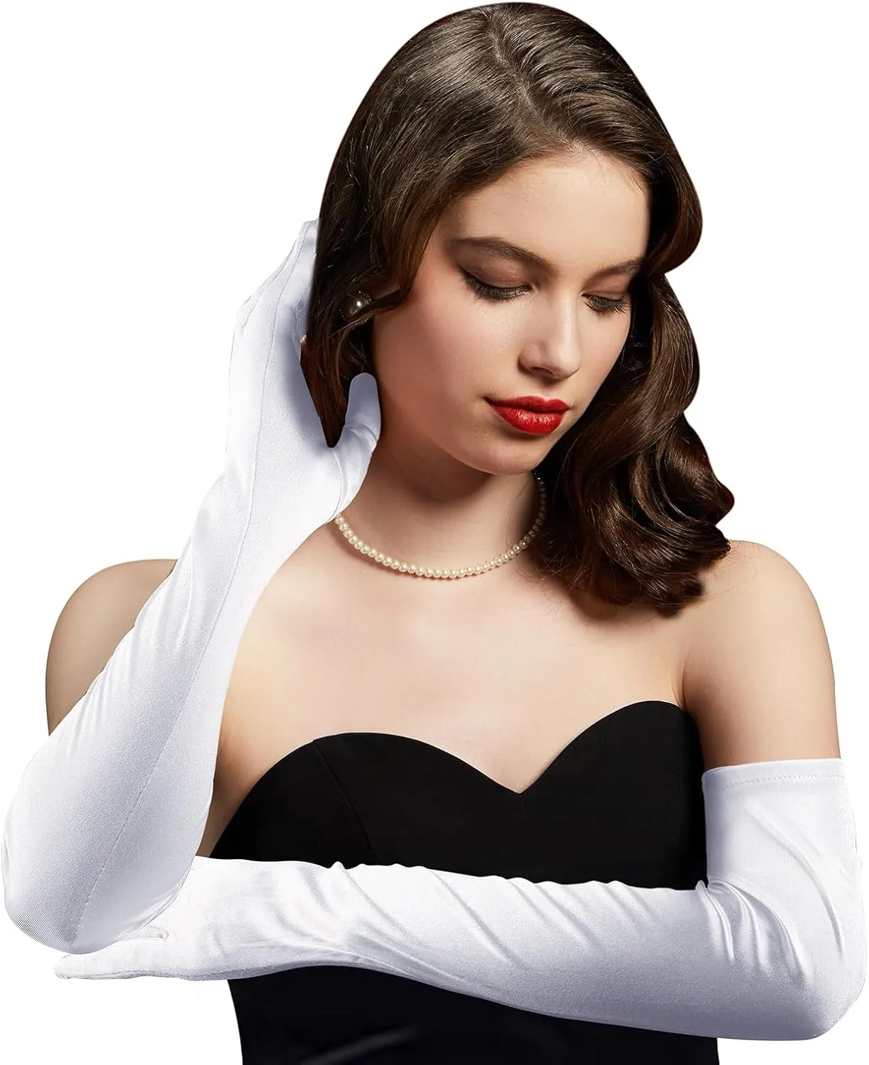 Cizoe 1920s Gatsby Accessories Set for Women Flapper Headband 20s Headpiece Necklace Gloves (oo)