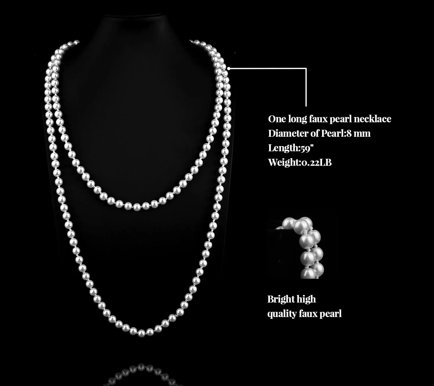 Cizoe 1920s Gatsby Accessories Set for Women Flapper Headband 20s Headpiece Necklace Gloves (oo)