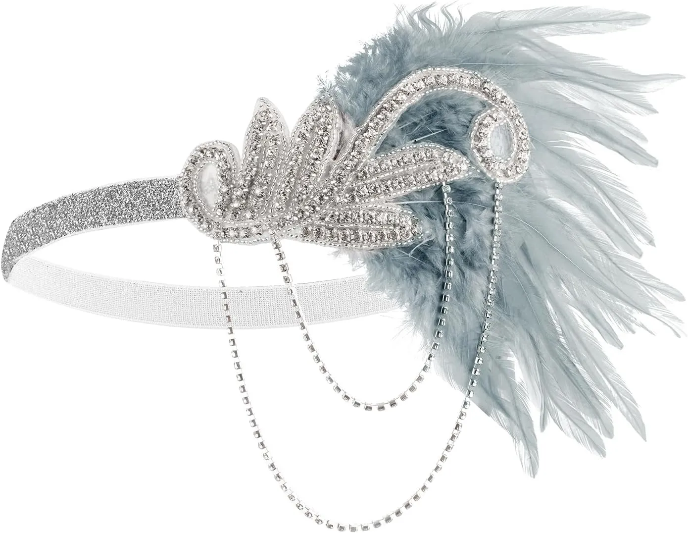 Cizoe 1920s Gatsby Accessories Set for Women Flapper Headband 20s Headpiece Necklace Gloves (oo)