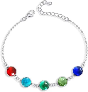 Custom 12 Months Birthstone Anklet for Women, Infinity Link Bracelet Anklet Charm Bangle Personalized Jewelry Gifts for Mom, Sisters