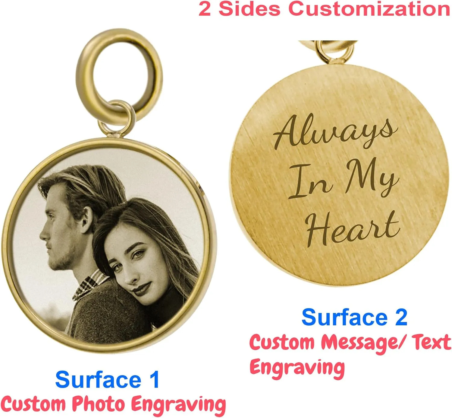 Custom Charm Personalized Laser Engraved Photo Pendant Dangle Bead For European Charm Bracelets