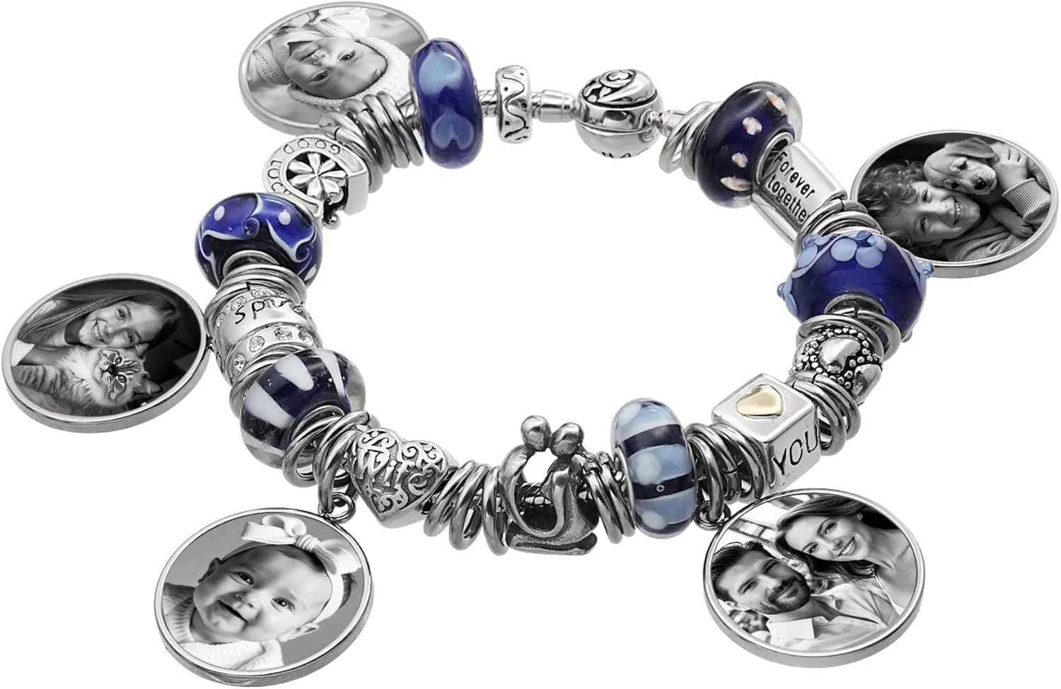 Custom Charm Personalized Laser Engraved Photo Pendant Dangle Bead For European Charm Bracelets
