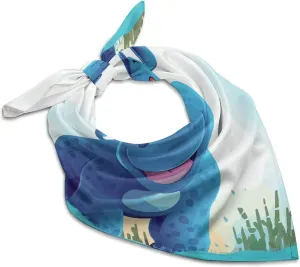 Cute Hippo 25" Square Head Scarf Lightweight Silk Scarf for Women Soft Satin Head Scarves Large Neckerchief Fashion Bandanas Silk Headband Neck Satin Scarfs for Bag Hair Scarves Gift