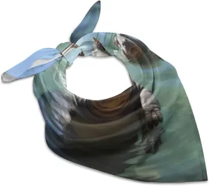 Cute Hippos 18" Square Head Scarf Lightweight Silk Scarf for Women Soft Satin Head Scarves Large Neckerchief Fashion Bandanas Silk Headband Neck Satin Scarfs for Bag Hair Scarves Gift
