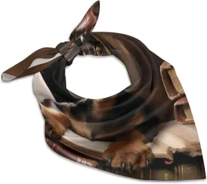 Dachshund Book 25" Square Head Scarf Lightweight Silk Scarf for Women Soft Satin Head Scarves Large Neckerchief Fashion Bandanas Silk Headband Neck Satin Scarfs for Bag Hair Scarves Gift