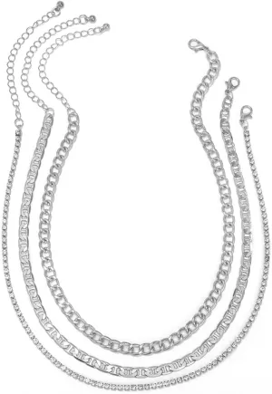 Dainty Layered Necklaces for Women, 3 Layer Necklace Pendant Necklaces Simple Fine Rhinestone Chain Design Friendship Mothers Day Jewelry