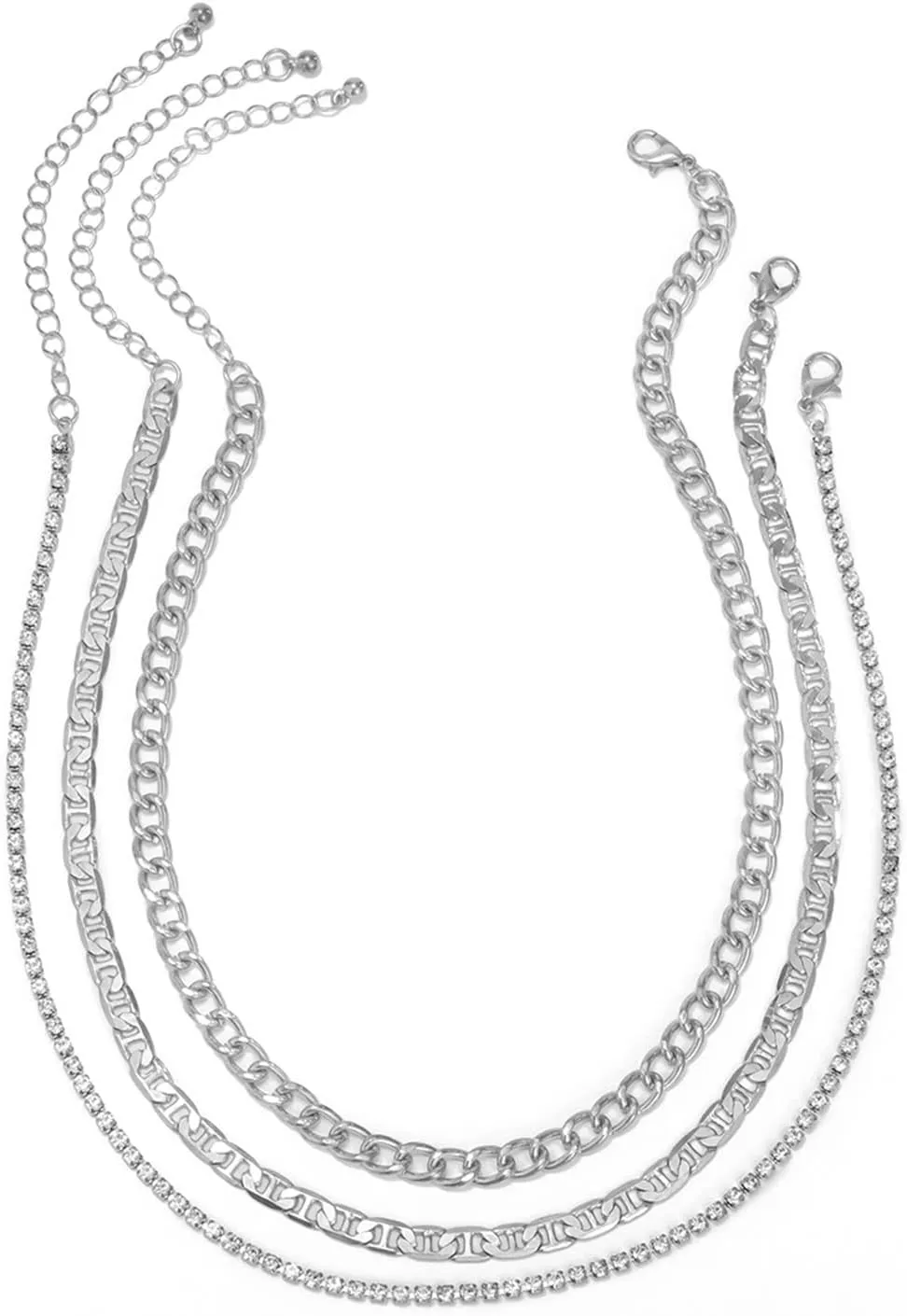 Dainty Layered Necklaces for Women, 3 Layer Necklace Pendant Necklaces Simple Fine Rhinestone Chain Design Friendship Mothers Day Jewelry
