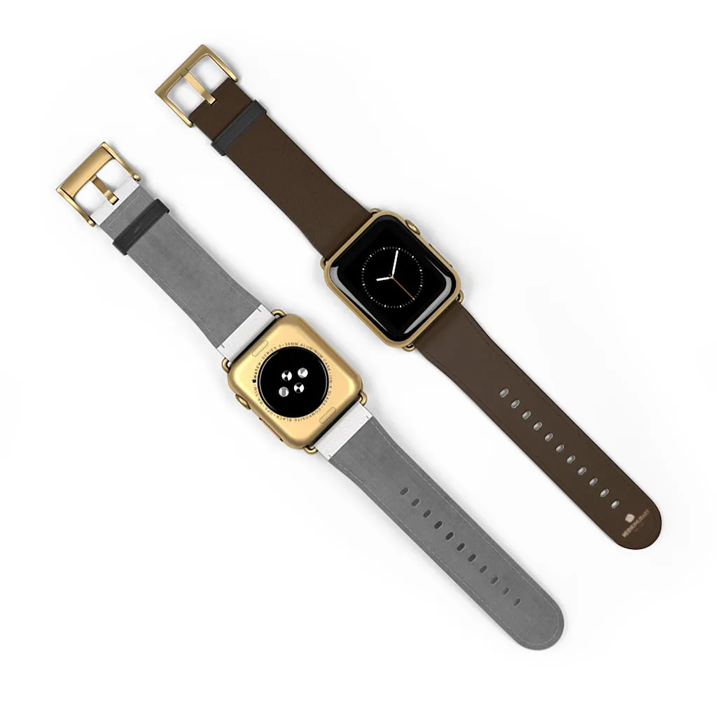 Dark Brown Solid Color Print 38mm/42mm Watch Band For Apple Watch- Made in USA