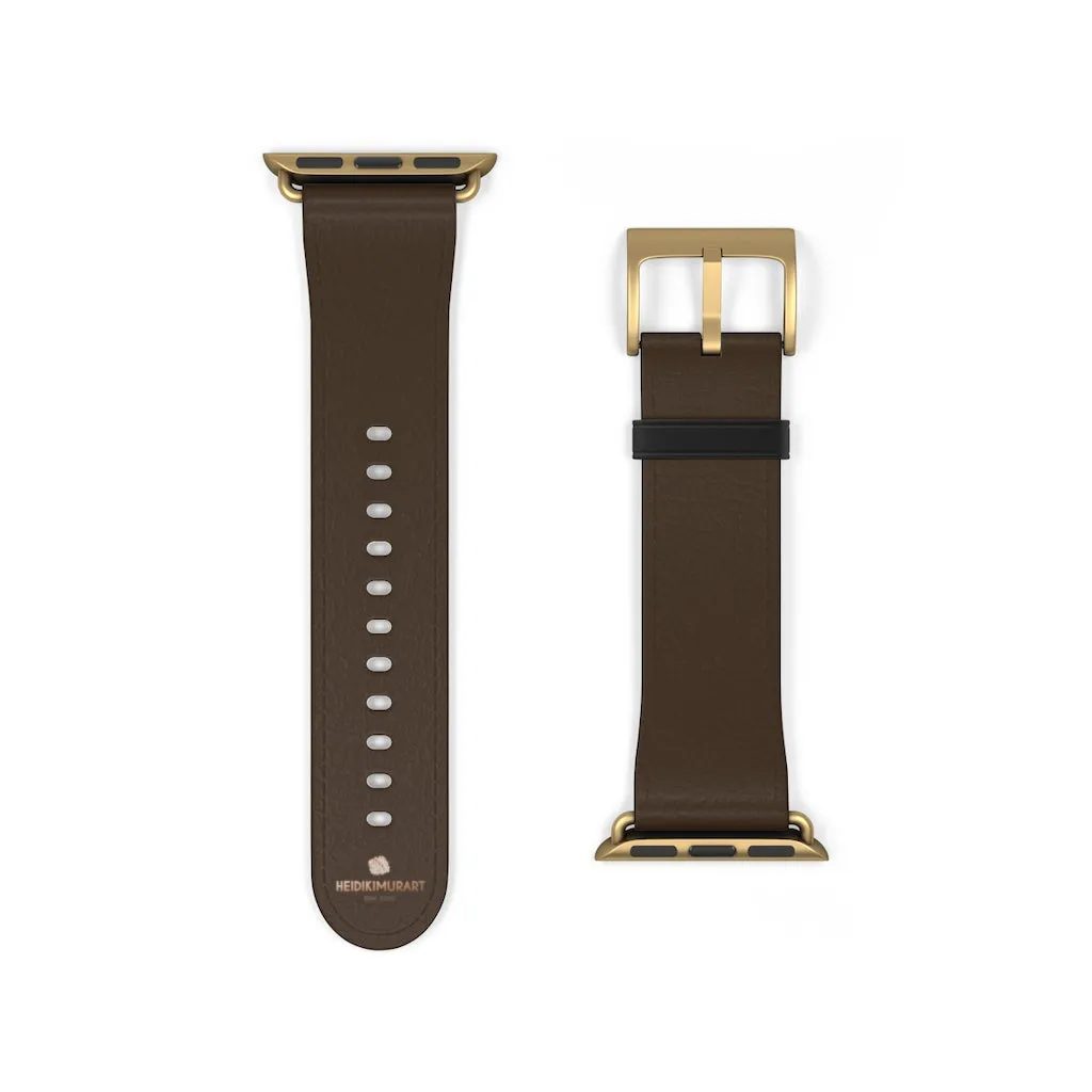 Dark Brown Solid Color Print 38mm/42mm Watch Band For Apple Watch- Made in USA